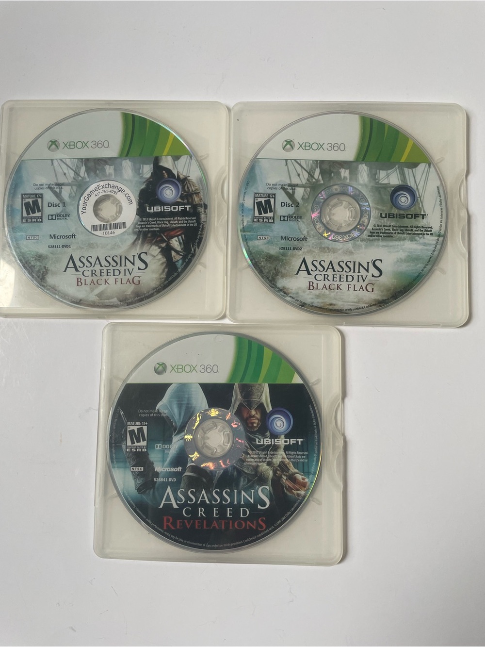 Xbox 360 Assassin's Creed Game Discs - Black/Green/White
